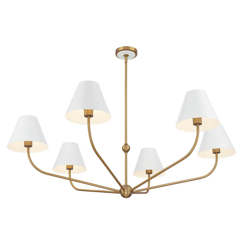Crystorama XAV-B9319-VG-WH Vibrant Gold, White Xavier 6 Light Vibrant Gold Plus White Chandelier Image 4