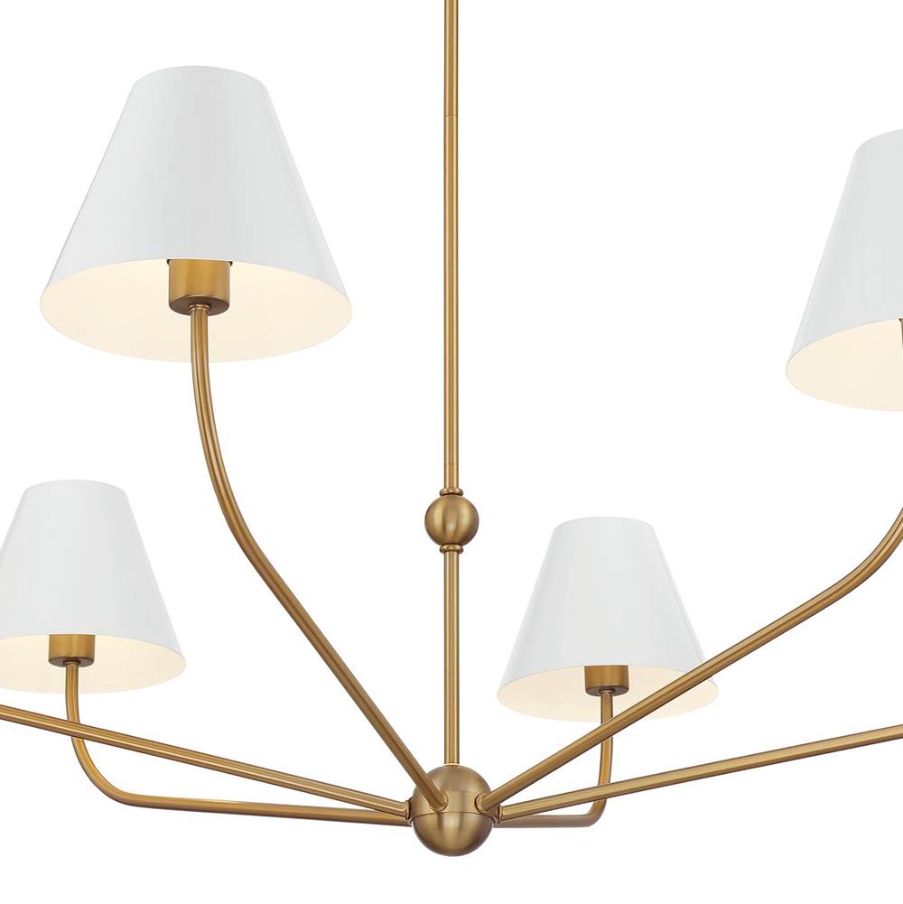 Crystorama XAV-B9319-VG-WH Vibrant Gold, White Xavier 6 Light Vibrant Gold Plus White Chandelier Image 3