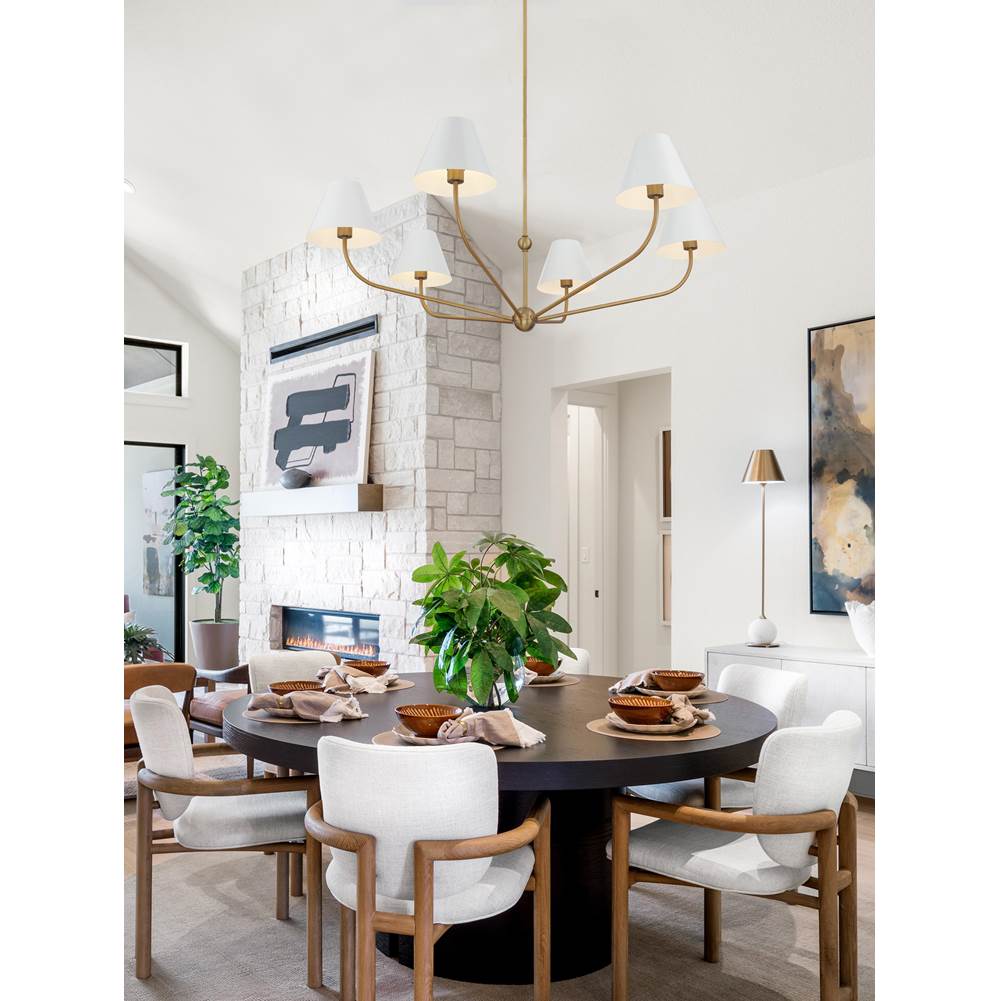 Crystorama XAV-B9319-VG-WH Vibrant Gold, White Xavier 6 Light Vibrant Gold Plus White Chandelier Image 2