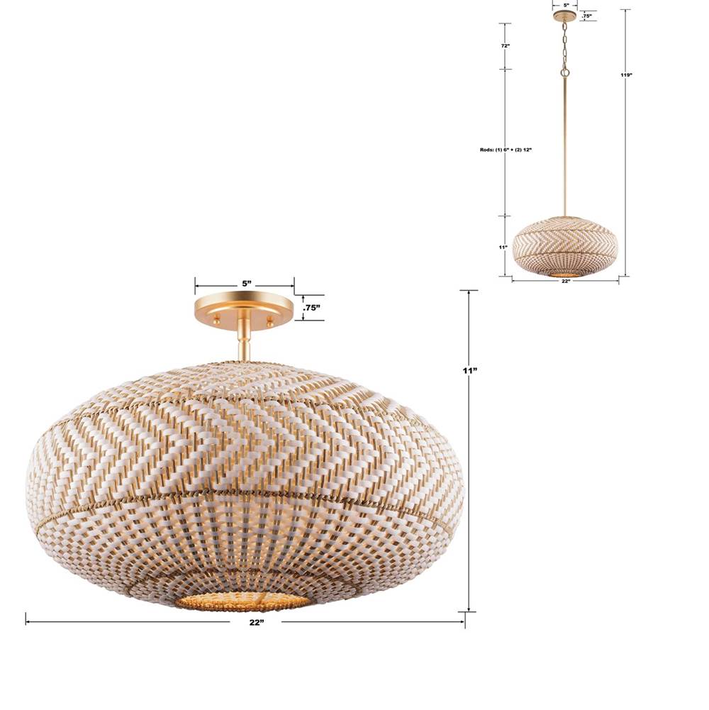 Crystorama ZAN-9014-SG_CEILING Soft Gold Zanzibar 4 Light Soft Gold Semi Flush Image 3