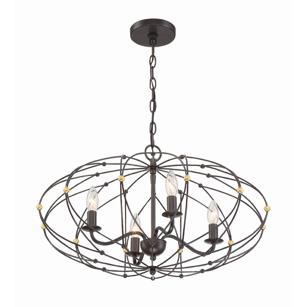 Crystorama Zucca 4 Light English Bronze  Plus  Antique Gold Chandelier