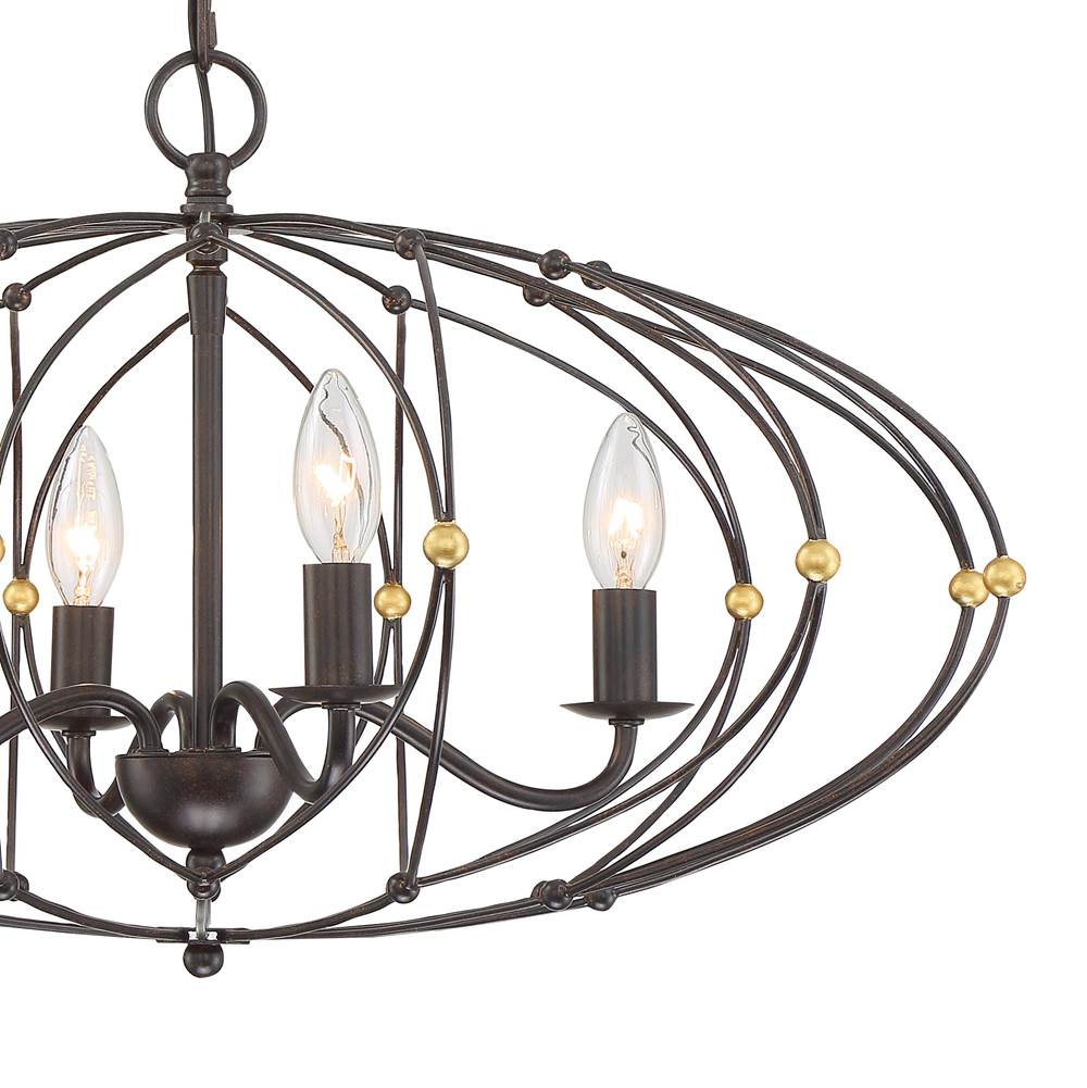 Crystorama ZUC-A9034-EB-GA English Bronze,Antique Gold Zucca 4 Light English Bronze  Plus  Antique Gold Chandelier Image 5