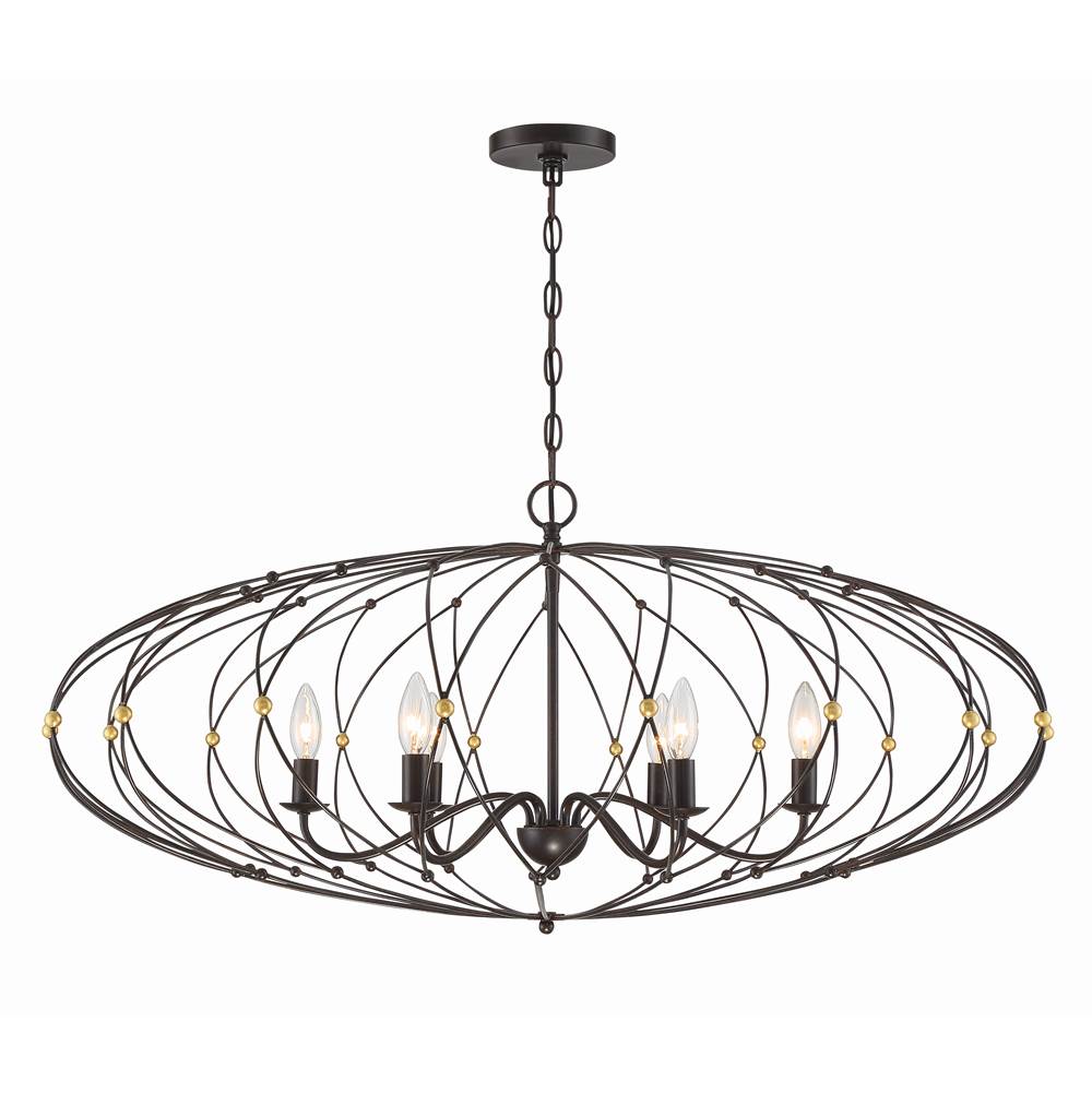 Crystorama ZUC-A9036-EB-GA English Bronze,Antique Gold Zucca 6 Light English Bronze  Plus  Antique Gold Chandelier Image 1