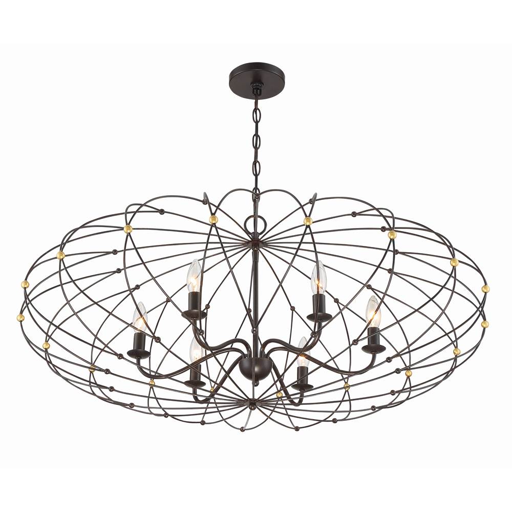 Crystorama ZUC-A9036-EB-GA English Bronze,Antique Gold Zucca 6 Light English Bronze  Plus  Antique Gold Chandelier Image 7