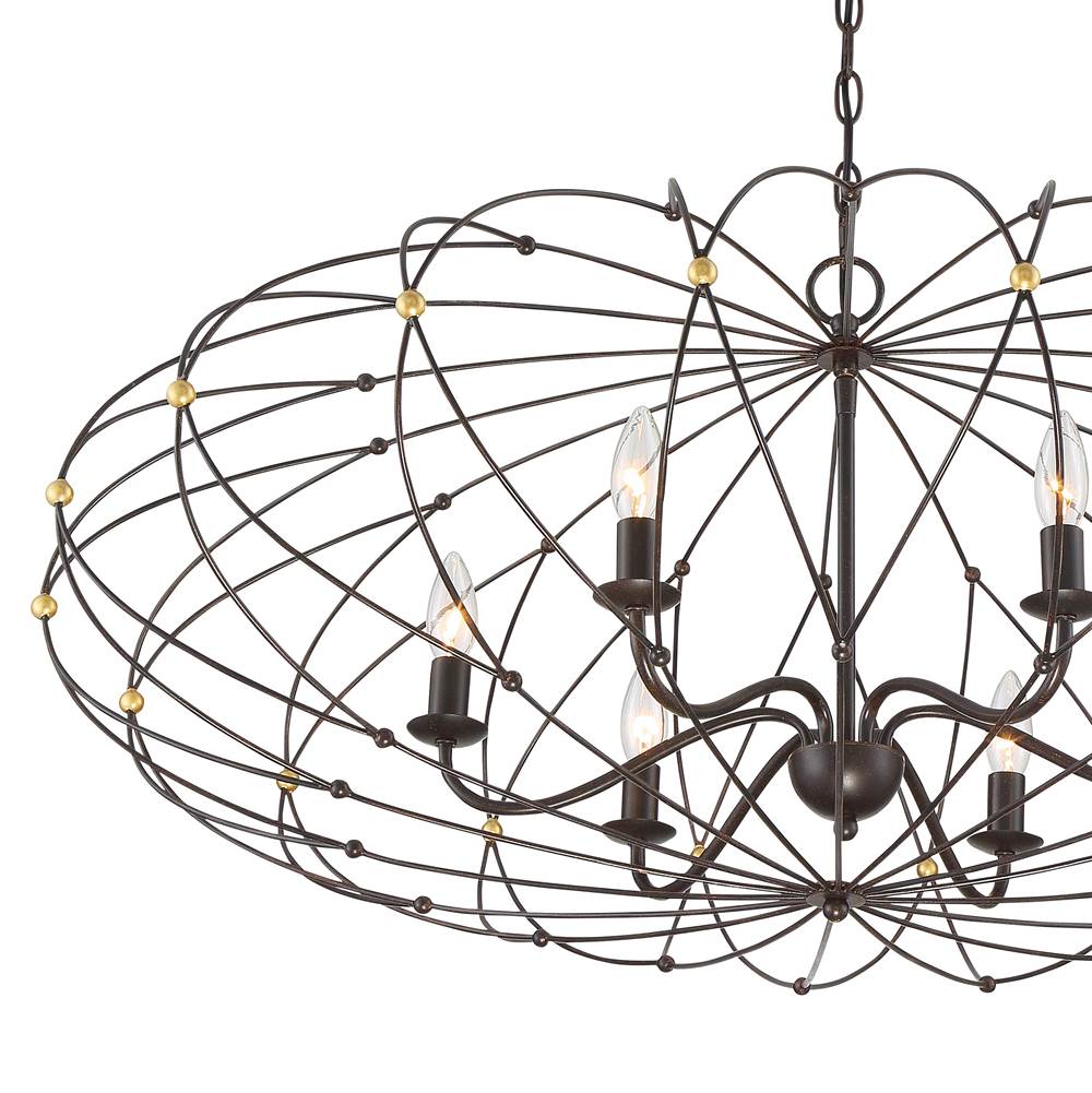 Crystorama ZUC-A9036-EB-GA English Bronze,Antique Gold Zucca 6 Light English Bronze  Plus  Antique Gold Chandelier Image 5