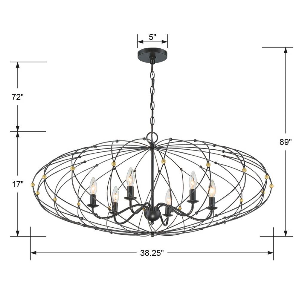 Crystorama ZUC-A9036-EB-GA English Bronze,Antique Gold Zucca 6 Light English Bronze  Plus  Antique Gold Chandelier Image 2