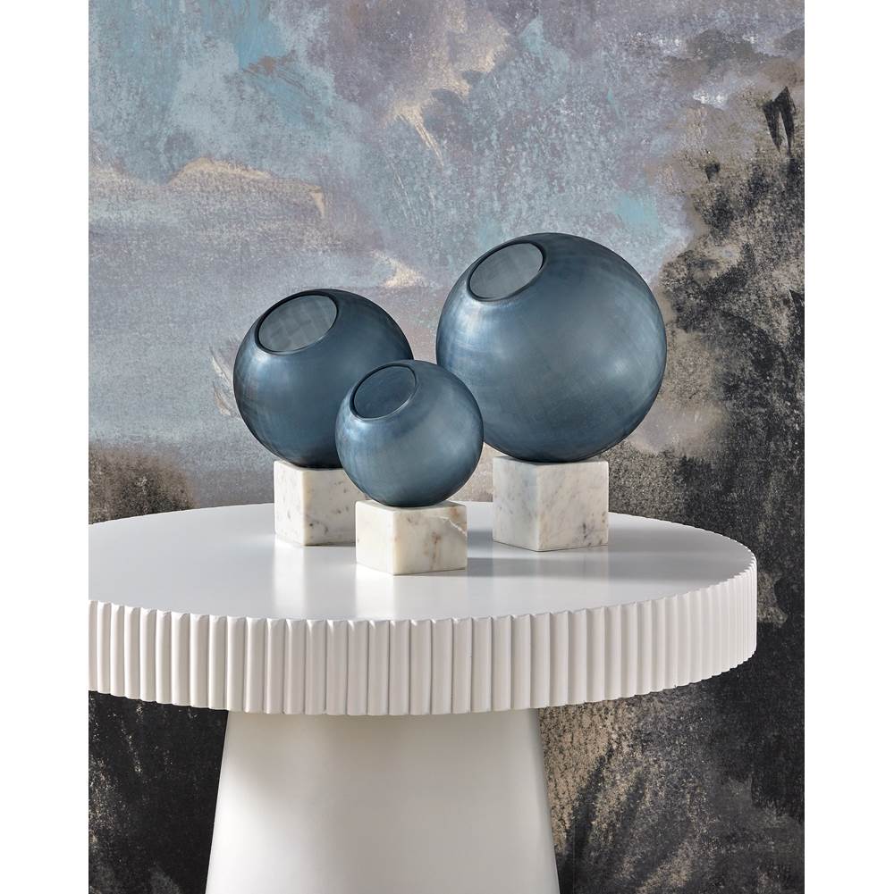 Currey And Company 1200-0900 Indigo Blue,Natural Fresno Blue Orb Set Of 3 Image 3