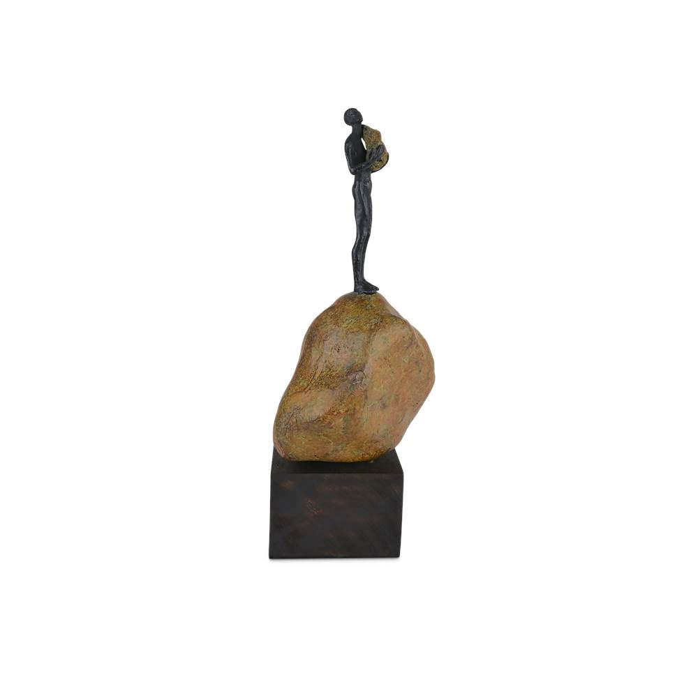 Currey And Company 1200-0910 Brown,Bronze,Green Man On Rock Medium Bronze Image 5