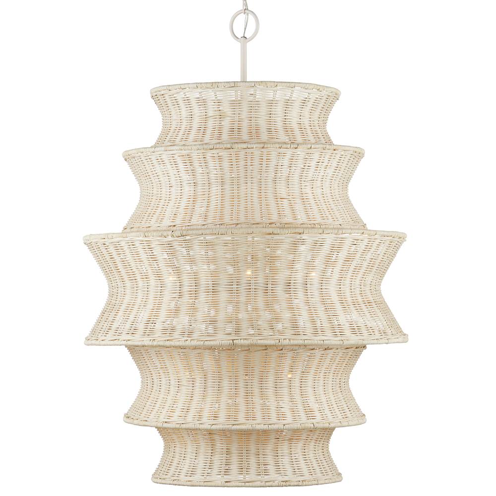 Currey And Company 9000-1083 Bleached Natural,Vanilla Phebe Large Chandelier Image 1