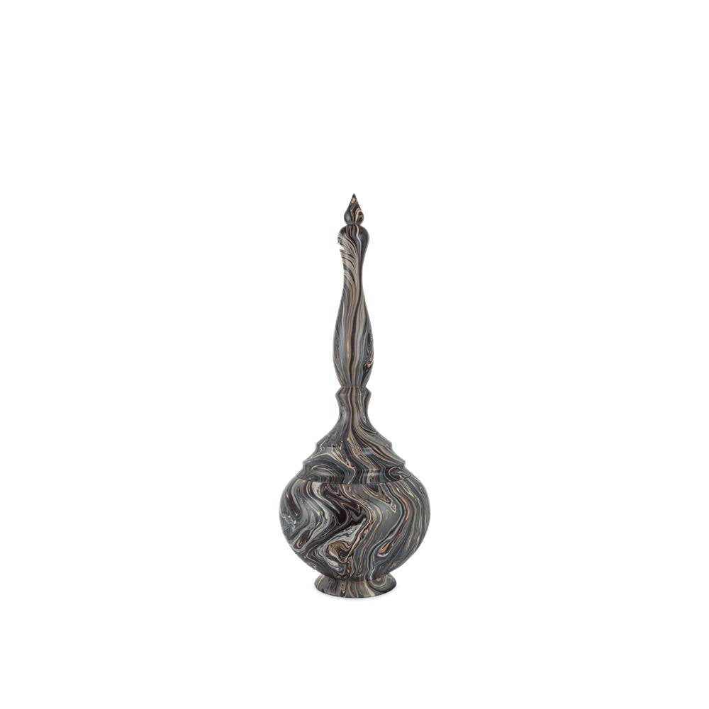 Currey And Company 1200-1051  Marbleized Short Turret Box Image 1