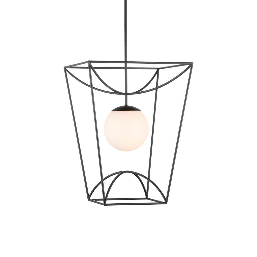 Currey And Company 9500-0012 Black,White Rochefort Medium Lantern Image 1