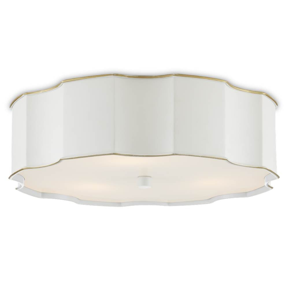 Currey And Company 9999-0067 Snow White,Gold Highlights Wexford White Flush Mount Image 1