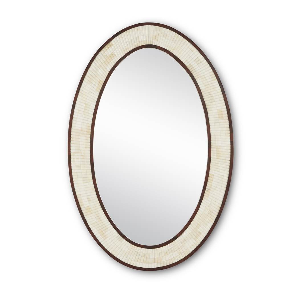 Currey And Company 1000-0125 Natural,Dark Walnut,Mirror Andar Oval Mirror Image 1