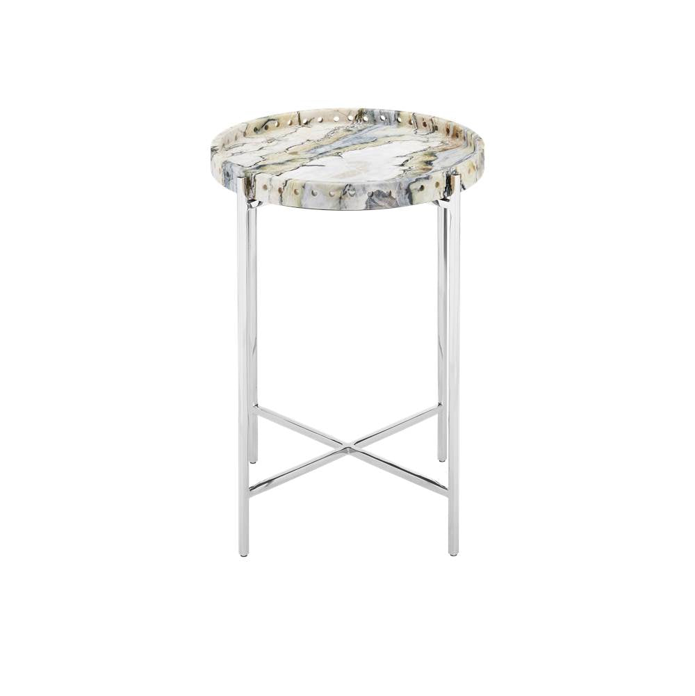 Currey And Company 4000-0242  Freya Floral Jade Marble Accent Table Image 2