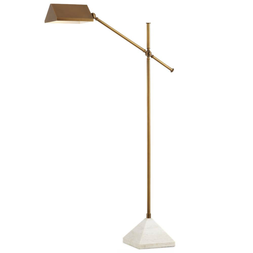 Currey And Company 8000-0134 Antique Brass,White Repertoire Brass Floor Lamp Image 1