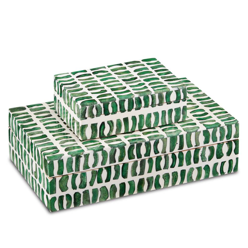 Currey And Company 1200-0585 Green,White Emerald Box Set Of 2 Image 1