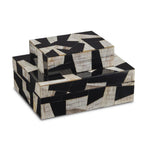 Currey And Company 1200-0642 Natural,Black,Linen Bindu Box Set Of 2 Image 1
