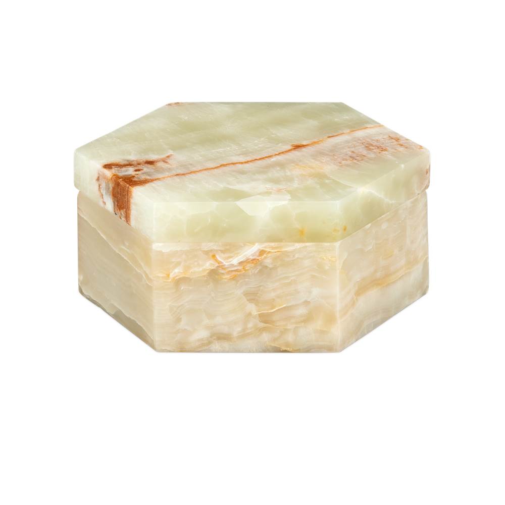 Currey And Company 1200-1036 Green Arco Green Onyx Hexagon Box Image 1
