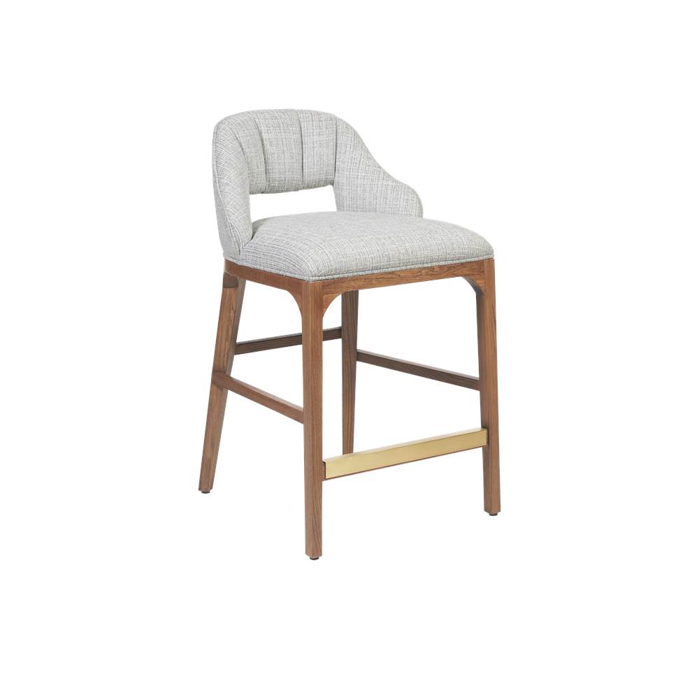 Currey And Company 7000-0822 Morel Brown,Brushed Brass,Greenlight Powder Inga Counter Stool, Greenlight Powder Image 1