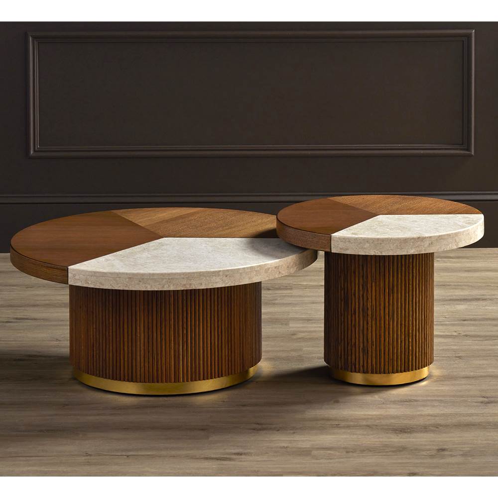 Currey And Company 3000-0262 Morel Brown,Natural,Polished Brass Dakota Small Cocktail Table Image 3