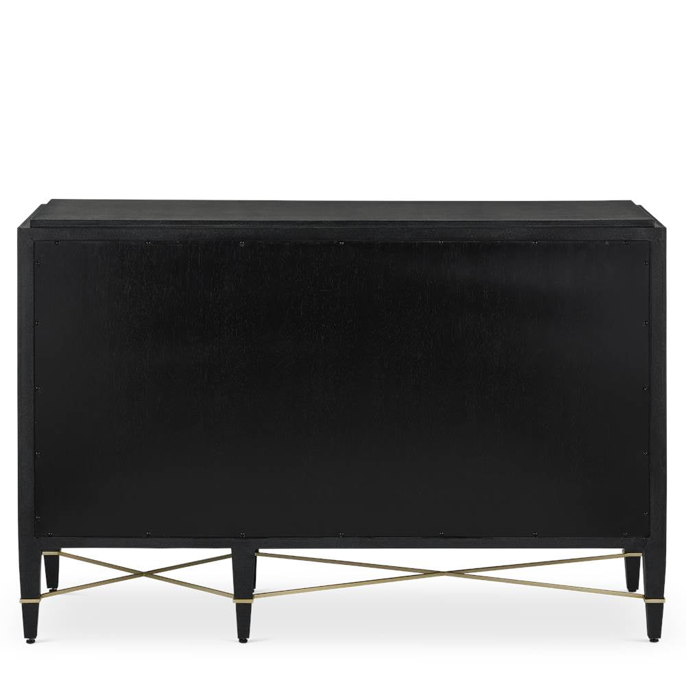 Currey And Company 3000-0250 Black Lacquered Linen,Champagne Verona Black Three-drawer Chest Image 4