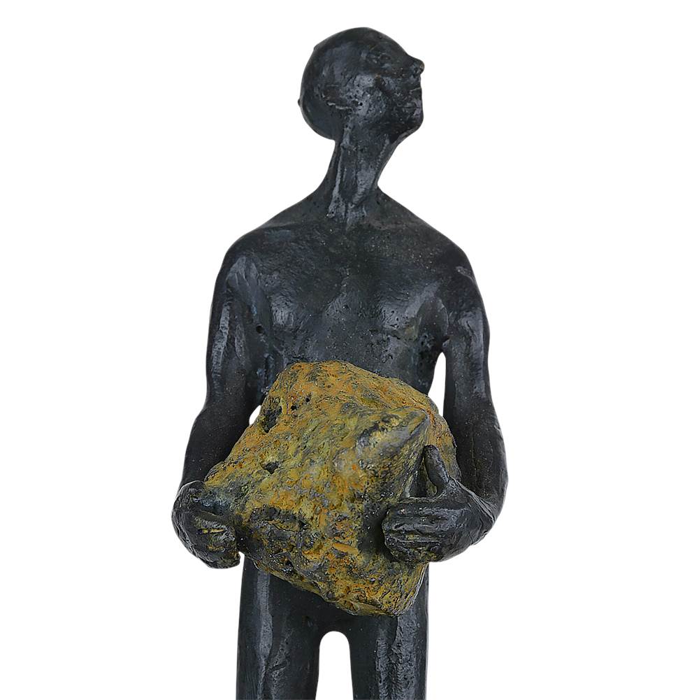 Currey And Company  Man On Rock Small Bronze