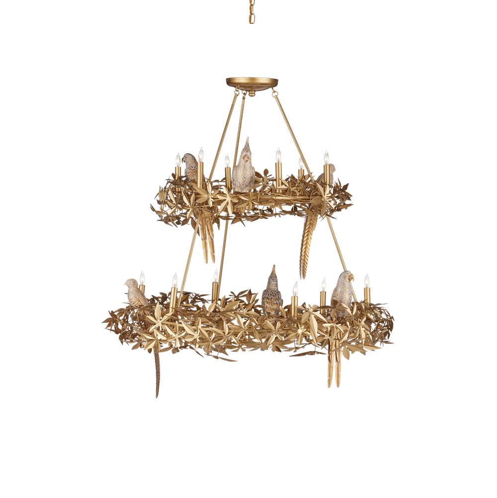 Currey And Company 9000-1321 Gold Aviary Gold Two-tier Chandelier Image 9