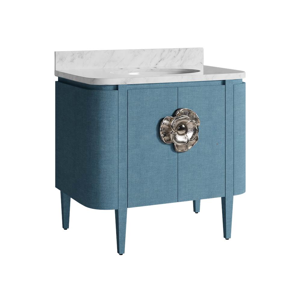 Currey And Company 3800-0015 Blue Briallen 36'' Blue Vanity With Oval Undermount Sink Image 5