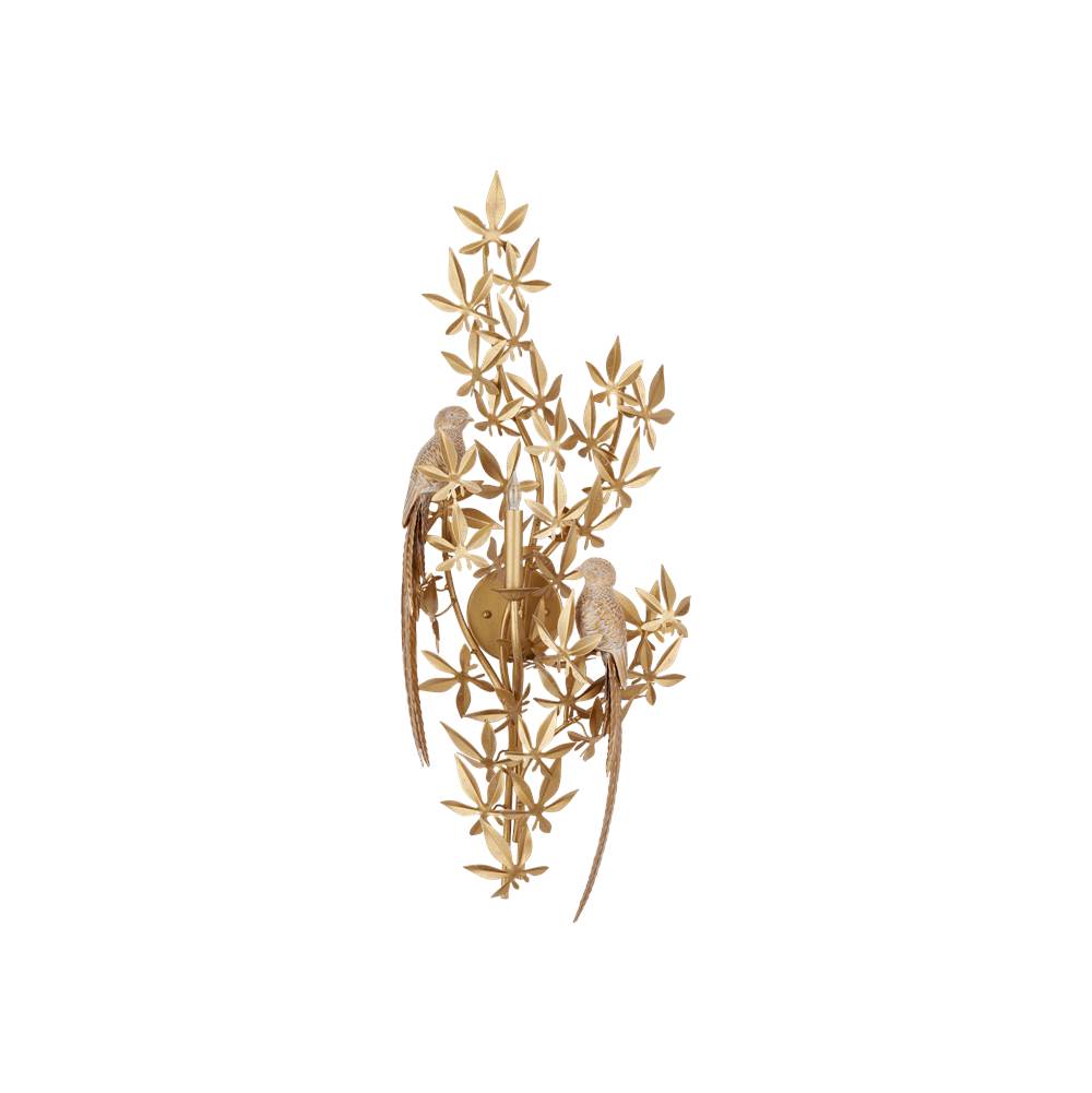 Currey And Company 5000-0281 Gold Aviary Gold Wall Sconce, Left Image 2