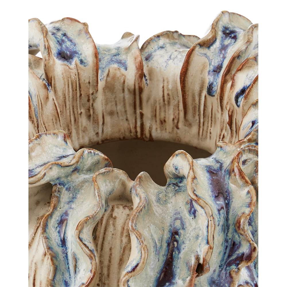 Currey And Company 1200-0964 Ivory,Reactive Blue Tropical Crown Small Vase Image 3