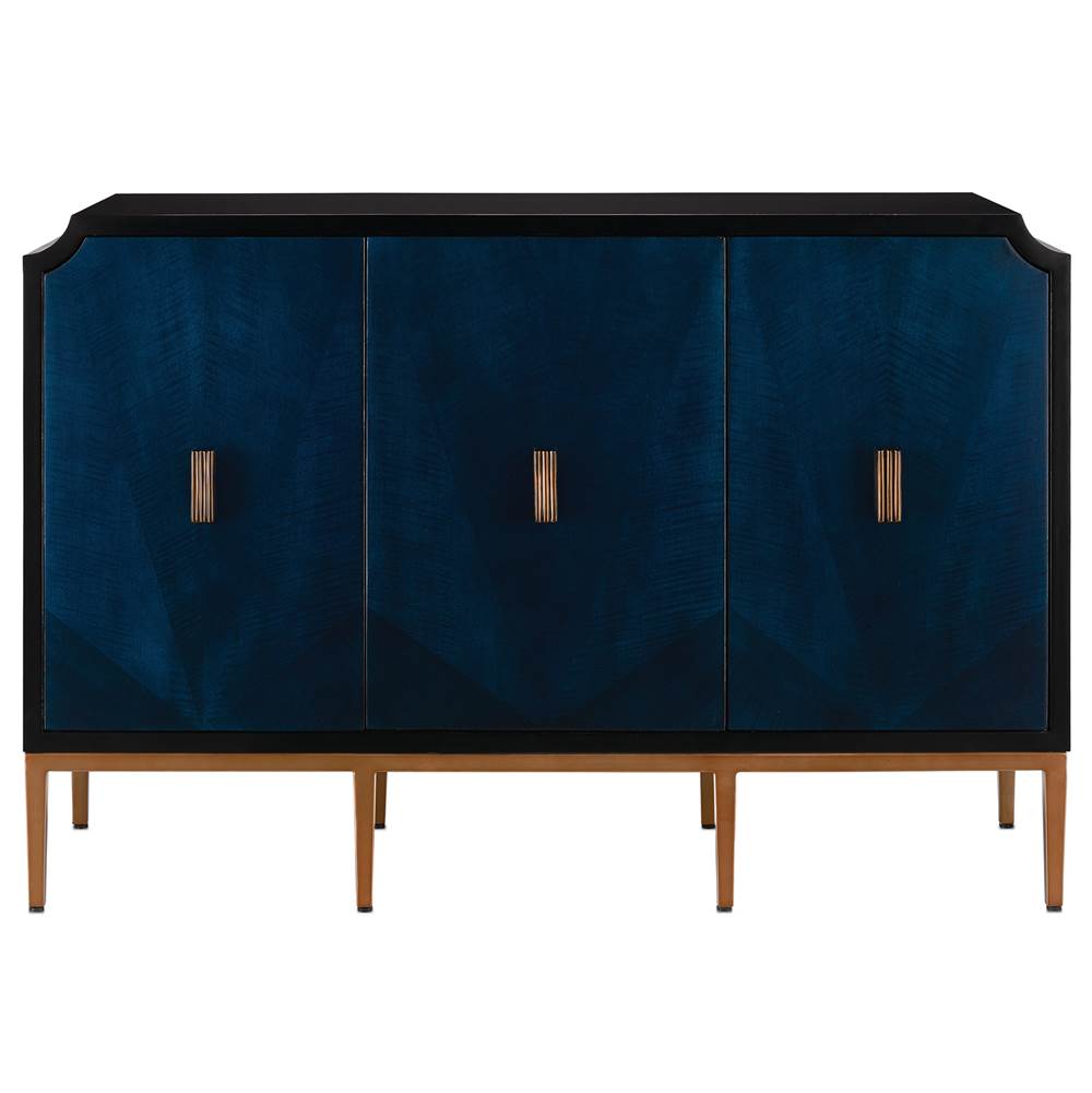 Currey And Company 3000-0082 Dark Sapphire,Caviar Black,Antique Brass Kallista Cabinet Image 1