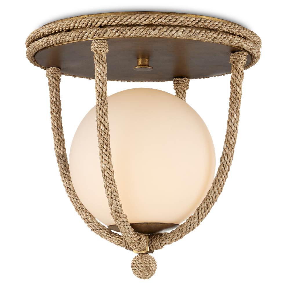 Currey And Company 9999-0069 Natural,Dorado Gold,Frosted White Passageway Rope Flush Mount Image 1