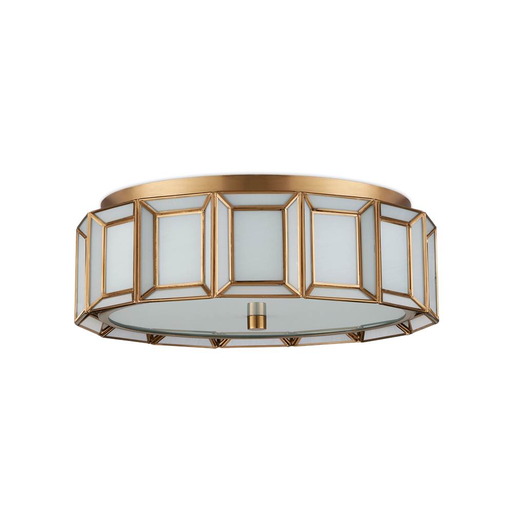 Currey And Company 9999-0077 Antique Brass,White Daze Flush Mount Image 2