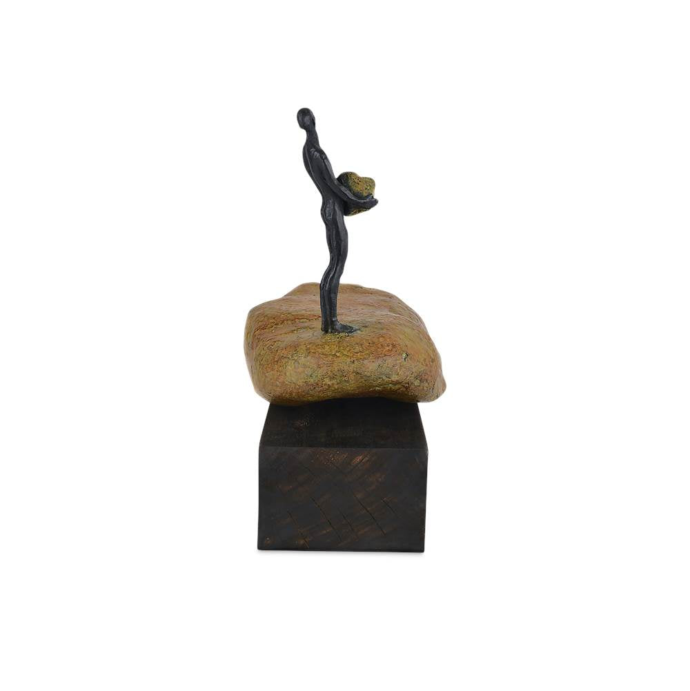 Currey And Company 1200-0911 Brown,Bronze,Green Man On Rock Small Bronze Image 4