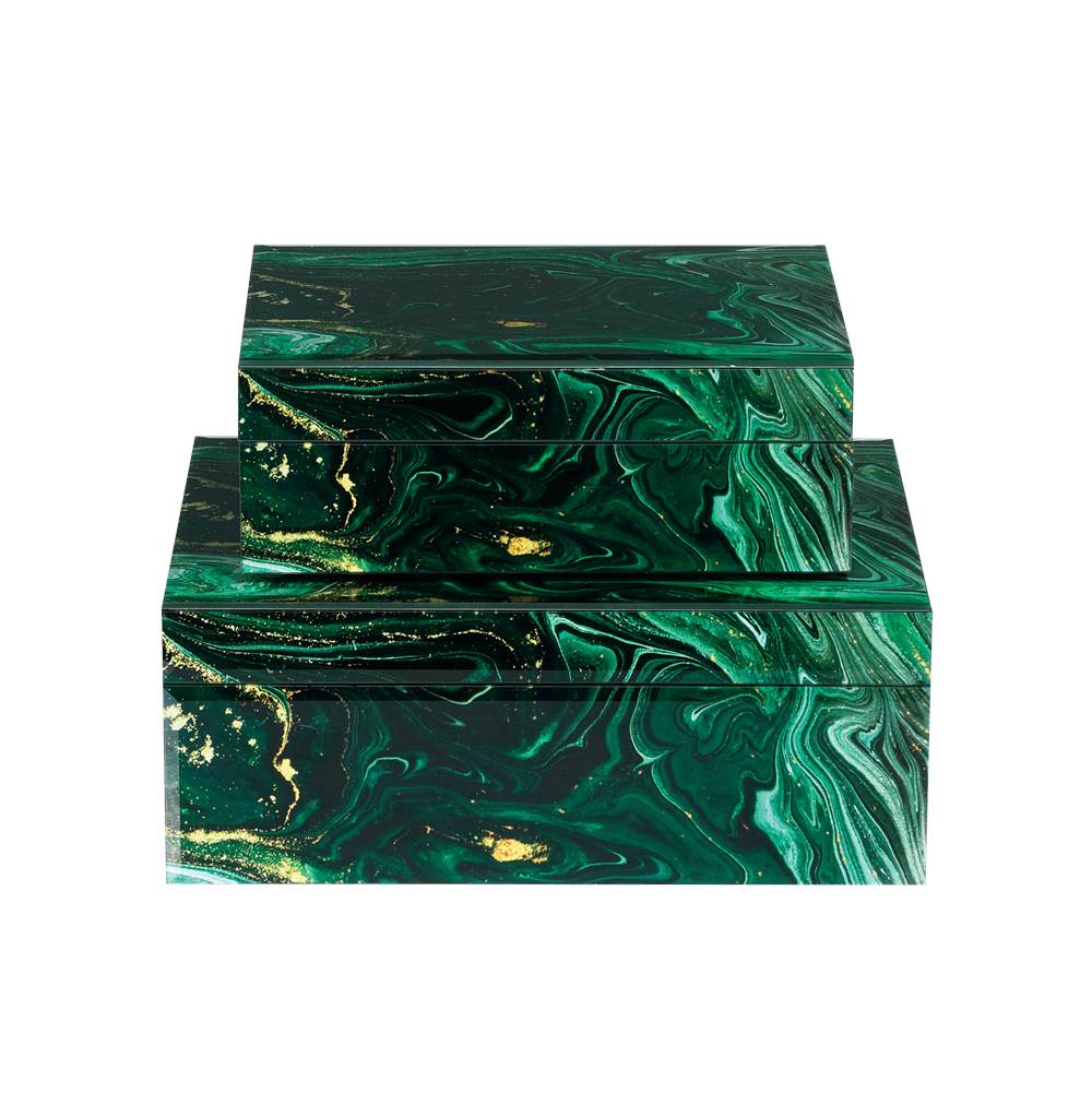 Currey And Company 1200-0924 Dark Green Interstellar Green Box Set Of 2 Image 1