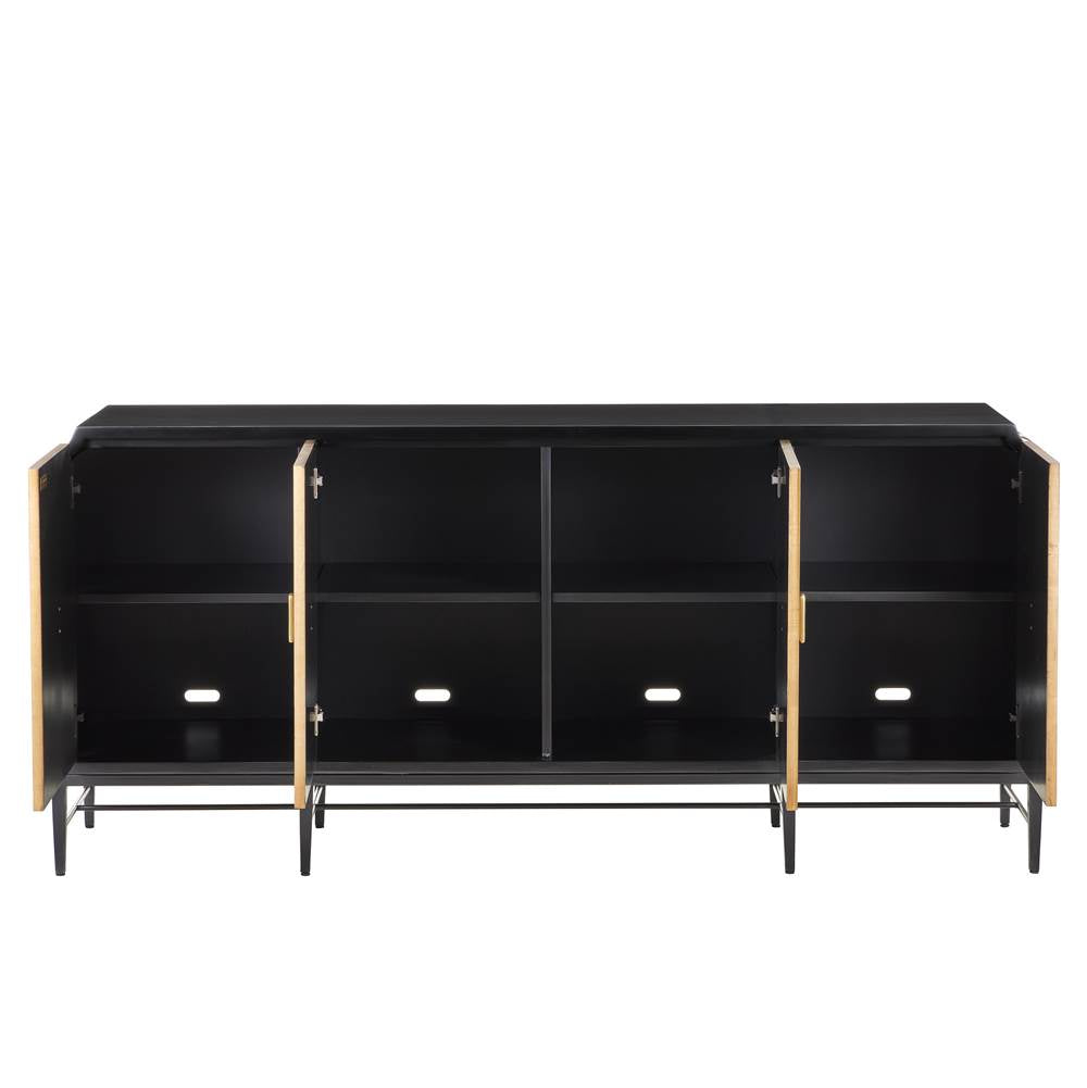 Currey And Company 3000-0271 Taupe,Caviar Black,Polished Brass,Black Kallista Taupe Credenza Image 5