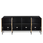 Currey And Company 3000-0271 Taupe,Caviar Black,Polished Brass,Black Kallista Taupe Credenza Image 5