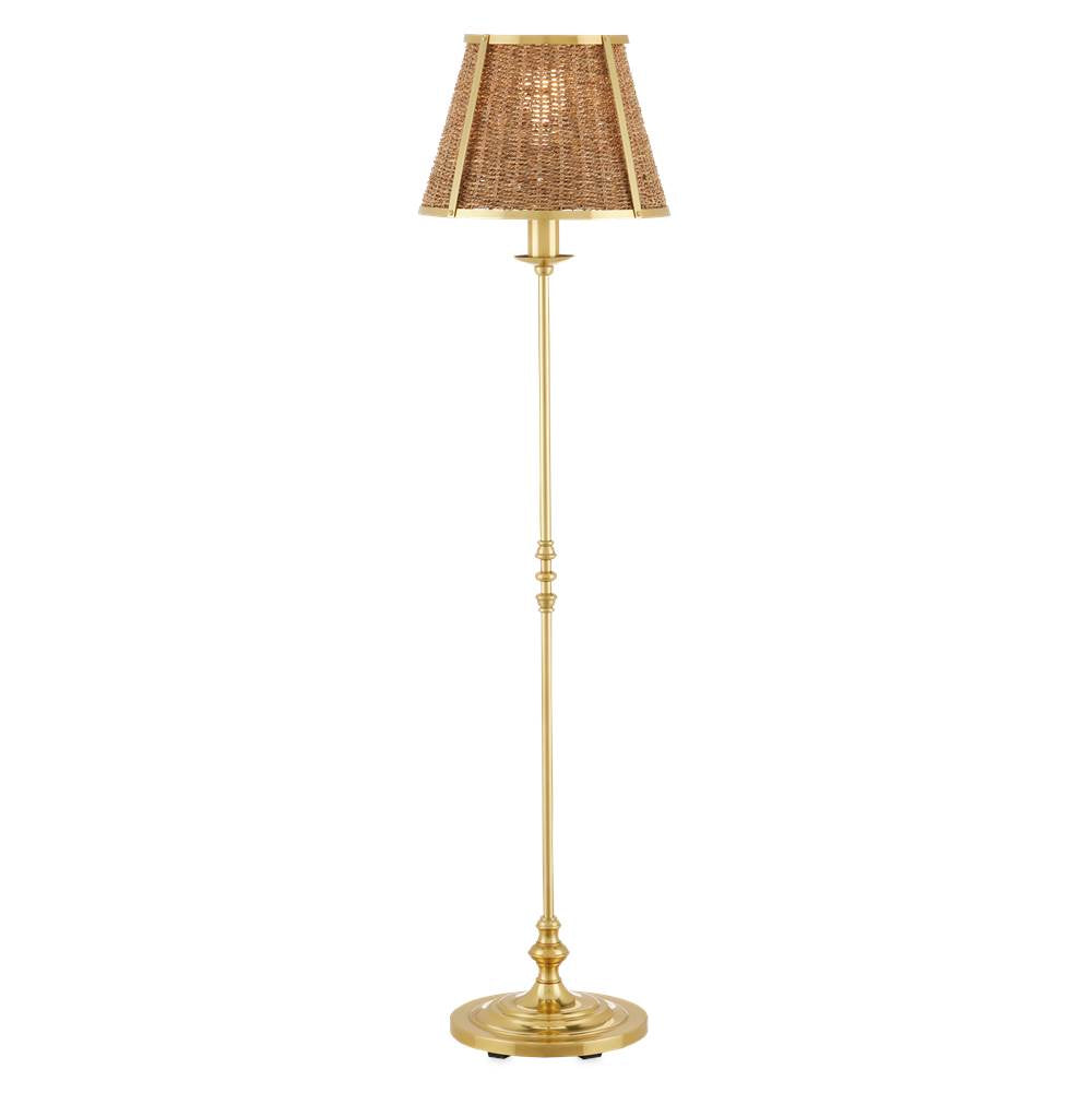 Currey And Company 8000-0141 Polished Brass,Natural Deauville Floor Lamp Image 1