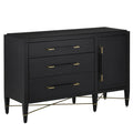 Currey And Company 3000-0250 Black Lacquered Linen,Champagne Verona Black Three-drawer Chest Image 1