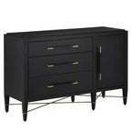 Currey And Company 3000-0250 Black Lacquered Linen,Champagne Verona Black Three-drawer Chest Image 1