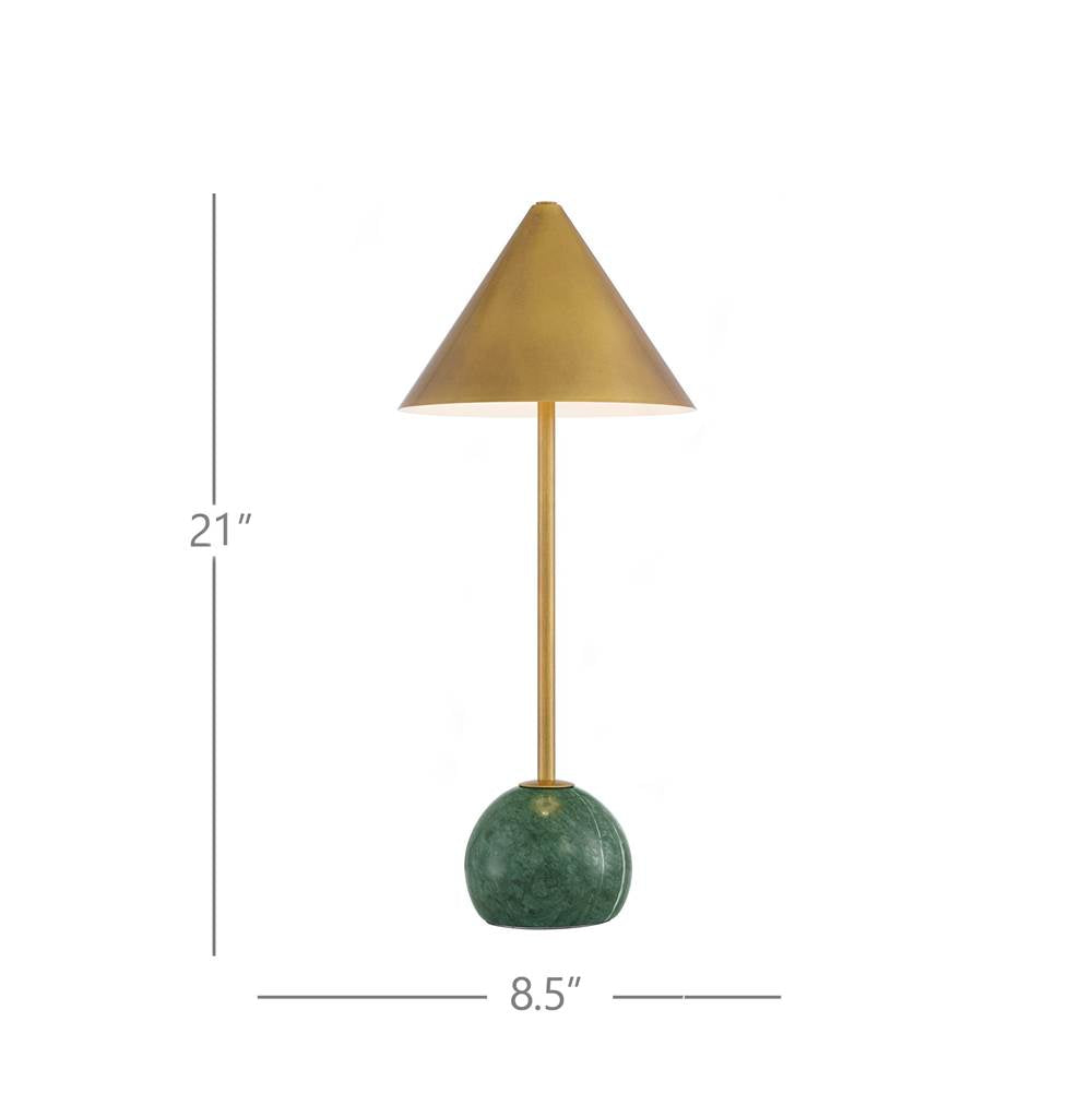 Currey And Company 6700-0009 Antique Brass,Green Journey Green And Brass Cordless Table Lamp Image 2