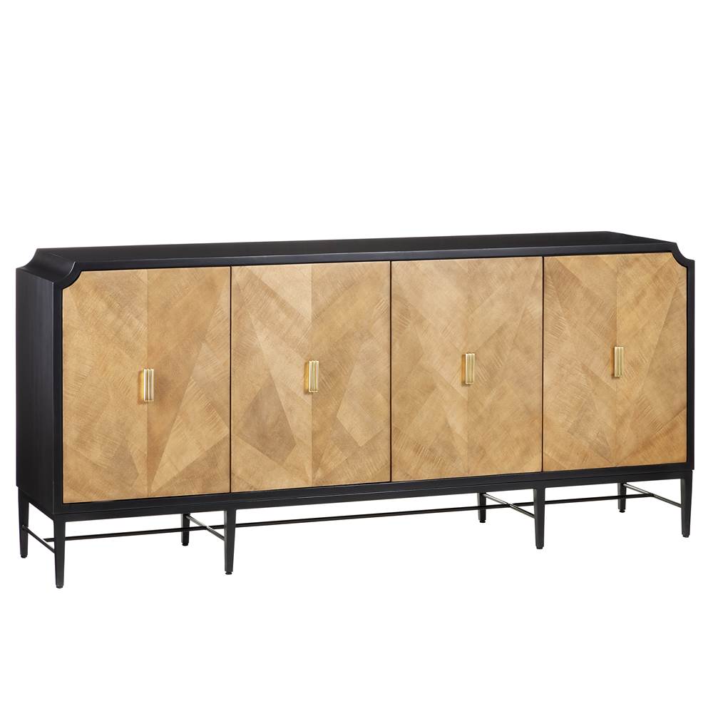 Currey And Company 3000-0271 Taupe,Caviar Black,Polished Brass,Black Kallista Taupe Credenza Image 1