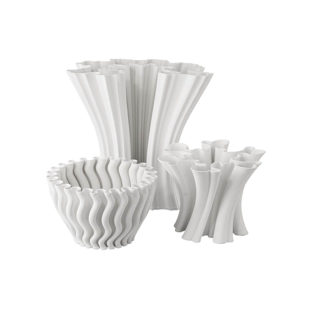 Currey And Company 1200-0933 White Ripple White Vase Image 3