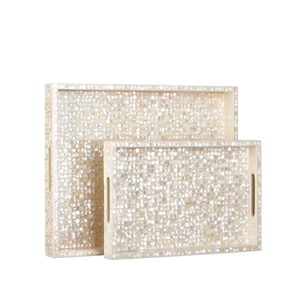 Currey And Company 1200-1020  Gerri Dot Mother Of Pearl Tray Set Of 2 Image 4