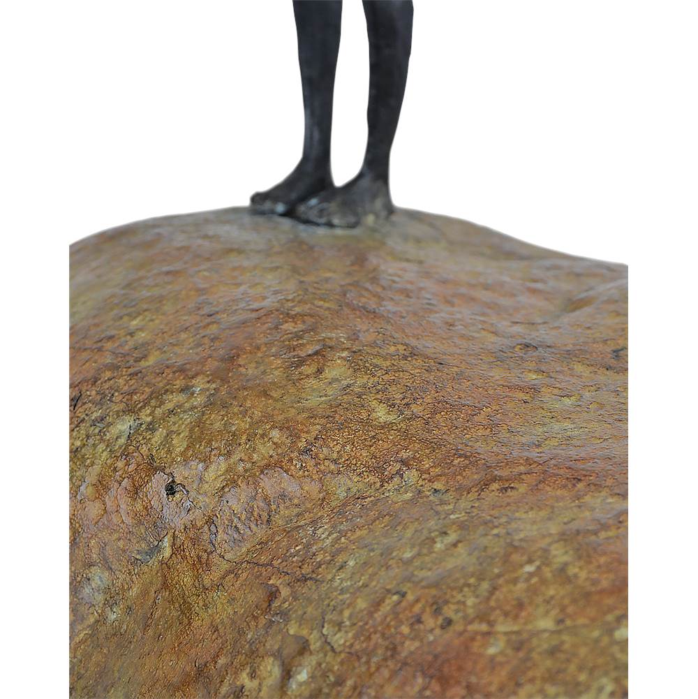 Currey And Company 1200-0911 Brown,Bronze,Green Man On Rock Small Bronze Image 6