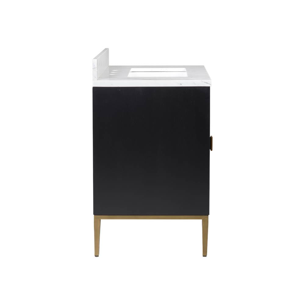 Currey And Company 3800-0008 Dark Sapphire,Caviar Black,Natural,White,Antique Brass Kallista 30'' Blue Vanity With Rectangular Undermount Sink Image 4