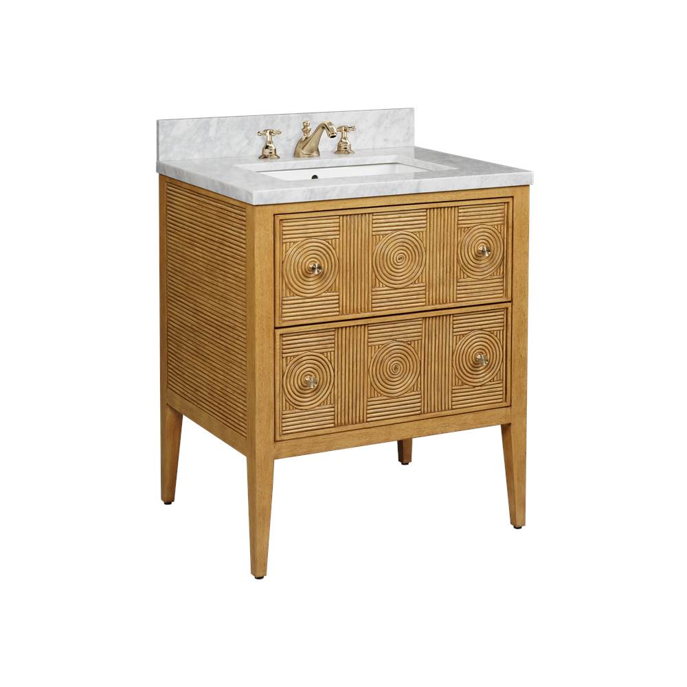 Currey And Company 3800-0010 Sea Sand,Natural,White,Brushed Brass,Polished Nickel Santos 28'' Sea Sand Vanity With Rectangular Undermount Sink Image 1
