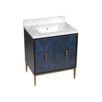 Currey And Company 3800-0008 Dark Sapphire,Caviar Black,Natural,White,Antique Brass Kallista 30'' Blue Vanity With Rectangular Undermount Sink Image 2