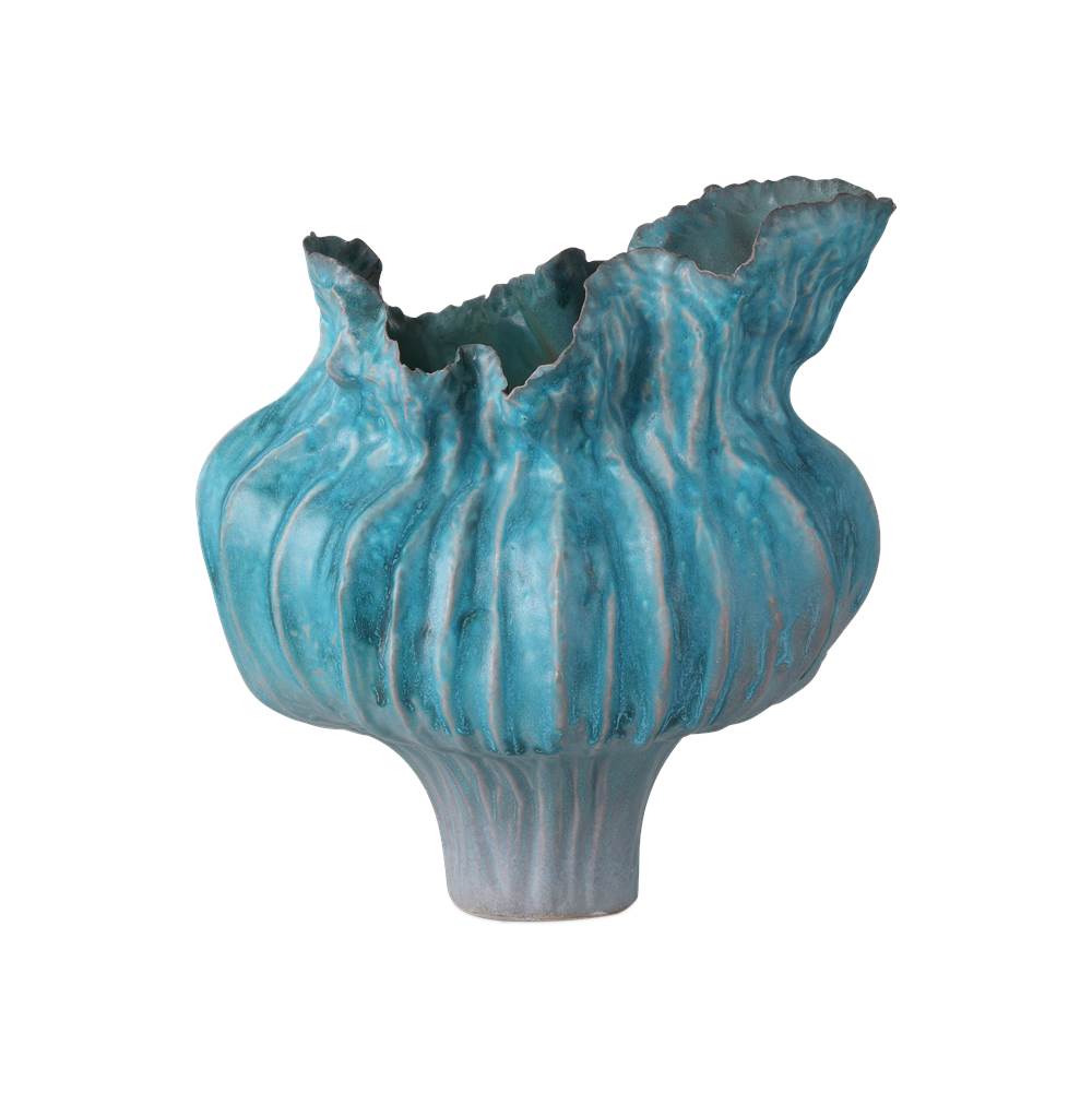 Currey And Company 1200-0981 Blue Flying Silk Blue Vase Image 1
