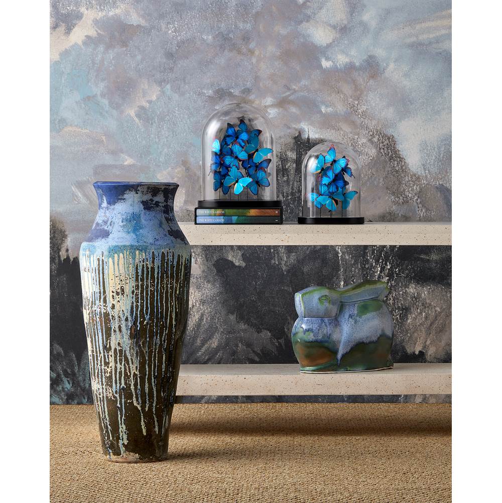 Currey And Company 2200-0043 Antique Blue Drip Capizzi Blue Drip Urn Image 3